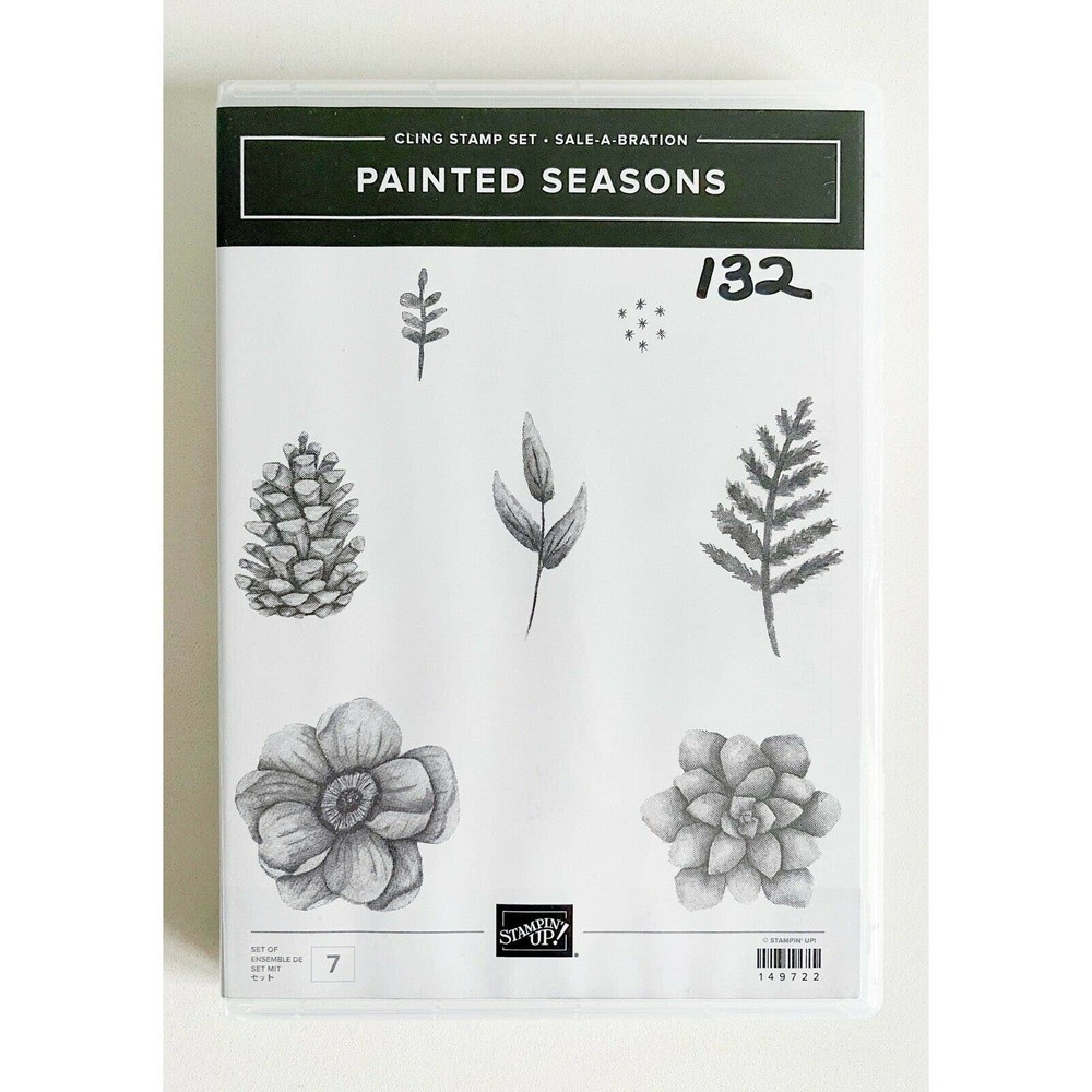 Stampin Up Retired Cling Mount PAINTED SEASONS Flowers Leaves Pine Cone Nature